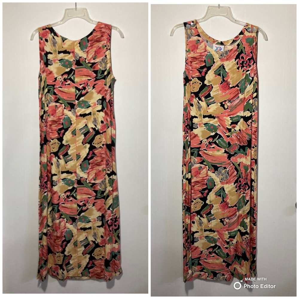 Xtreme Island Designs Hawaii Vintage 90’s Maxi Dress Shell Buttons Size Small